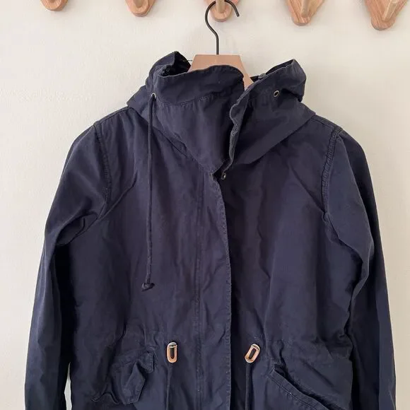 Love Tree Sherpa Lined 100% Cotton Navy Hooded Utility Jacket - Medium - Picture 3 of 10